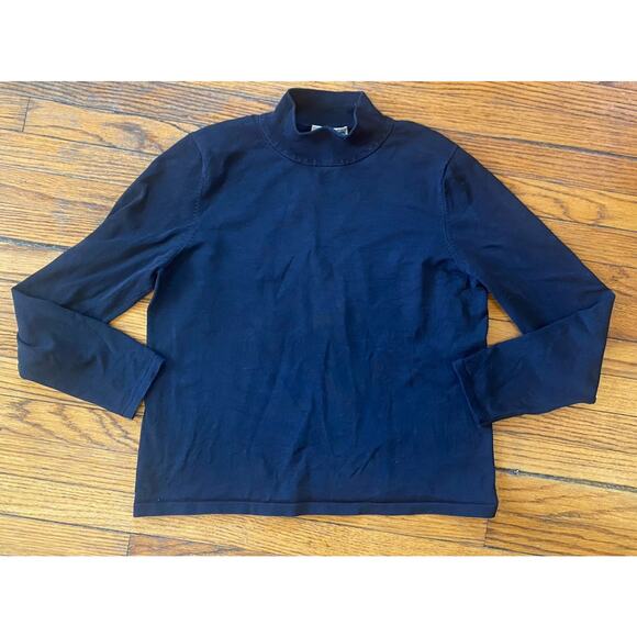 Vintage Pendleton Mock Top Women’s Petite Medium Shirt Black Stretch Basic - Picture 1 of 7